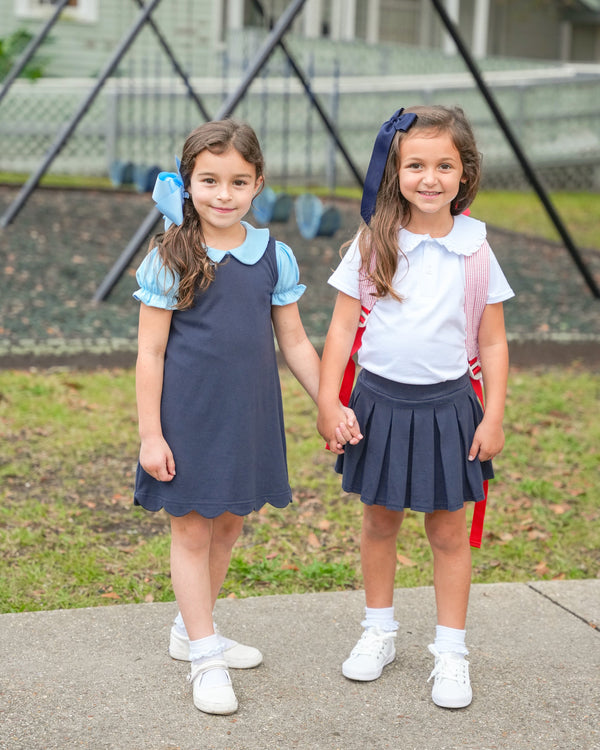 Pleat Skort- Navy