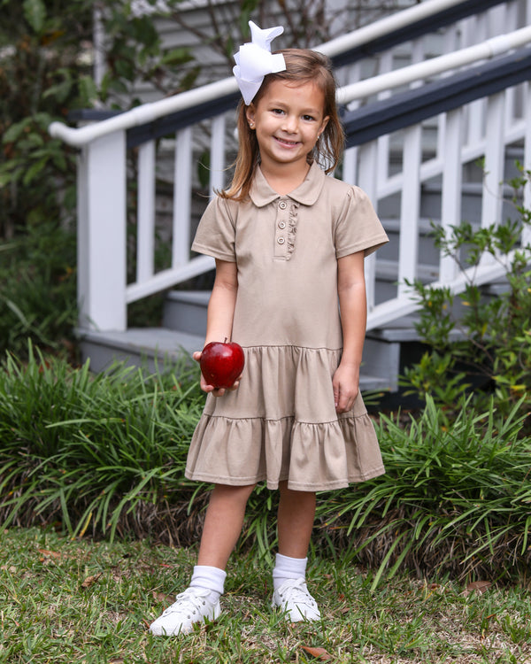 Ruffle Polo Dress- Khaki