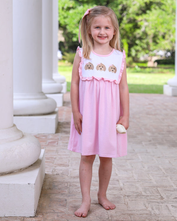Puppy Trio Embroidery Dress