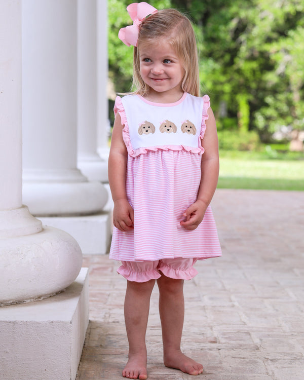 Puppy Trio Embroidery Bloomer Set