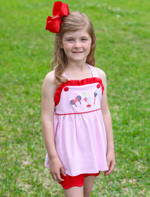 Mouse Embroidery Scalloped Short Set