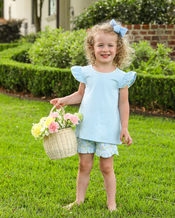 Blooming Floral Ruffle Short Set