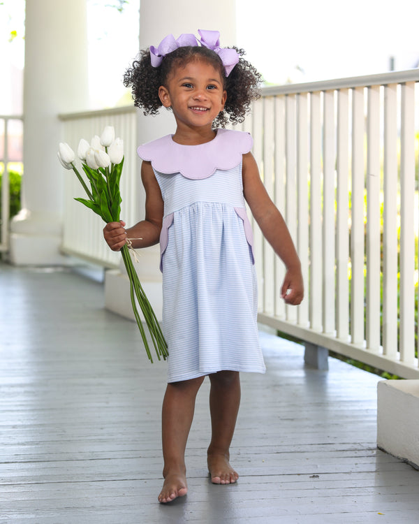 Penelope Dress- Light Blue Stripe/Lavender