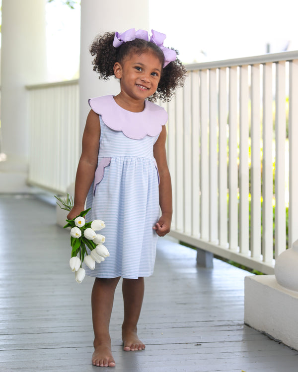 Penelope Dress- Light Blue Stripe/Lavender