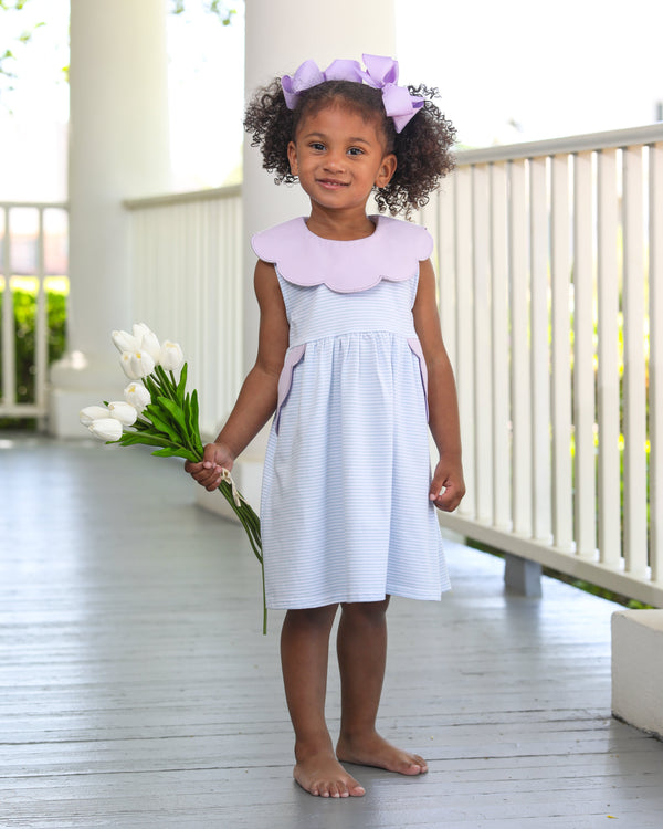 Penelope Dress- Light Blue Stripe/Lavender