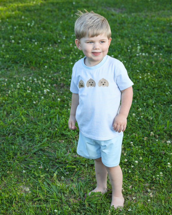 Puppy Trio Embroidery Short Set