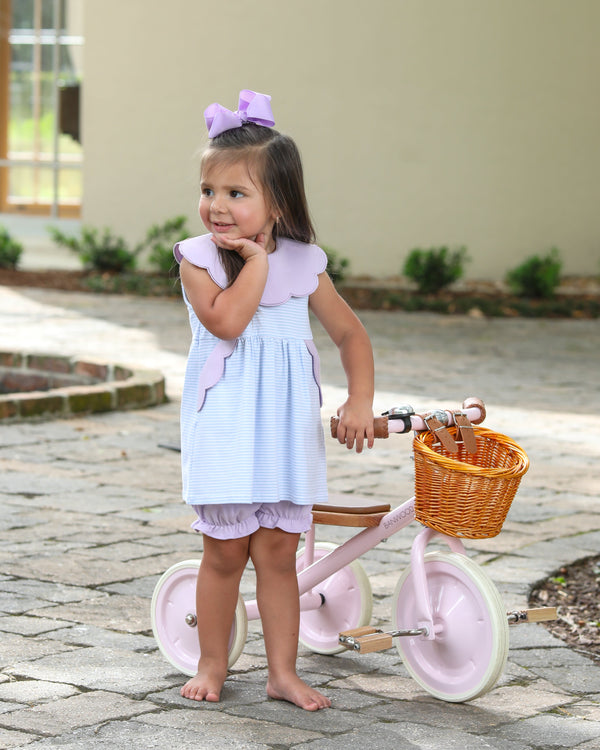 Penelope Bloomer Set- Light Blue Stripe/Lavender
