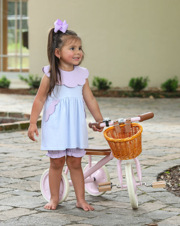 Penelope Bloomer Set- Light Blue Stripe/Lavender