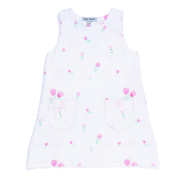 Tulip Print Bow Pocket Dress