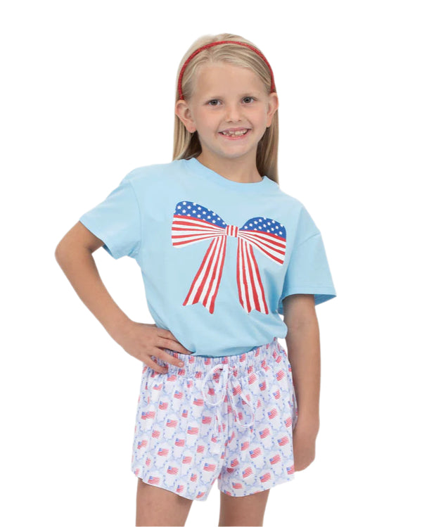America Bow Boxy T- Light Blue