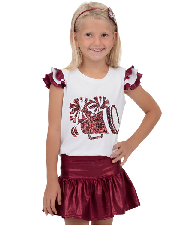 Gathered Skort- Maroon Shimmer