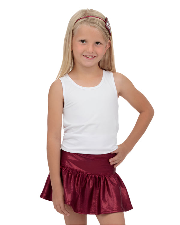 Gathered Skort- Maroon Shimmer