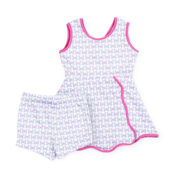 Taylor Performance Dress- Peace Love Butterflies Pink Multi