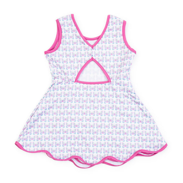 Taylor Performance Dress- Peace Love Butterflies Pink Multi