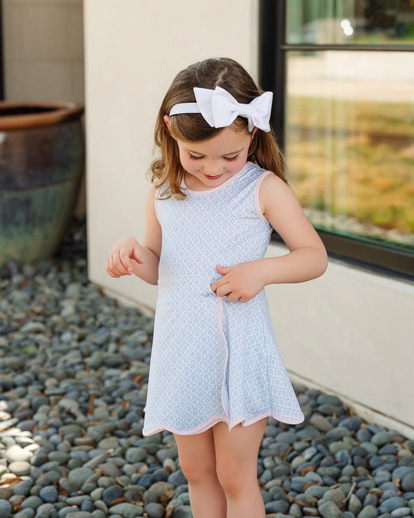 Taylor Performance Dress- Trellis Bloom Blue