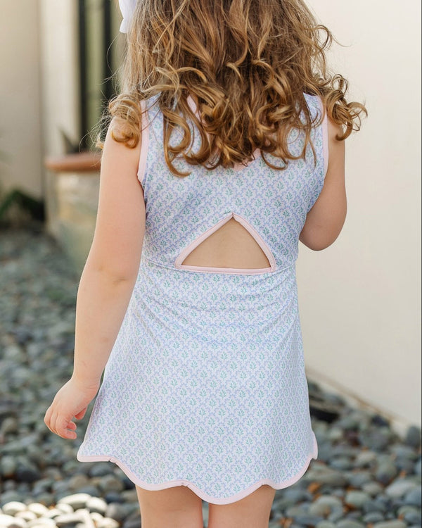 Taylor Performance Dress- Trellis Bloom Blue