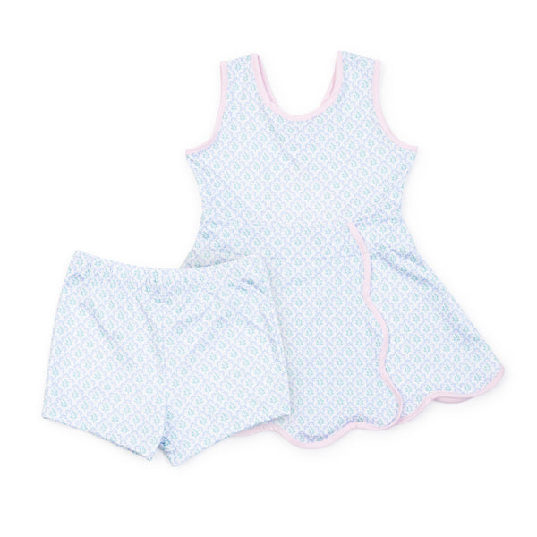 Taylor Performance Dress- Trellis Bloom Blue