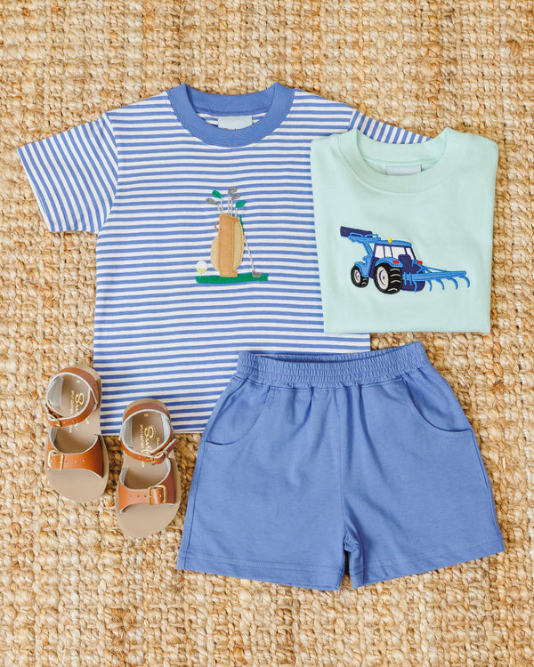 Chambray Knit Shorts W/ Pocket