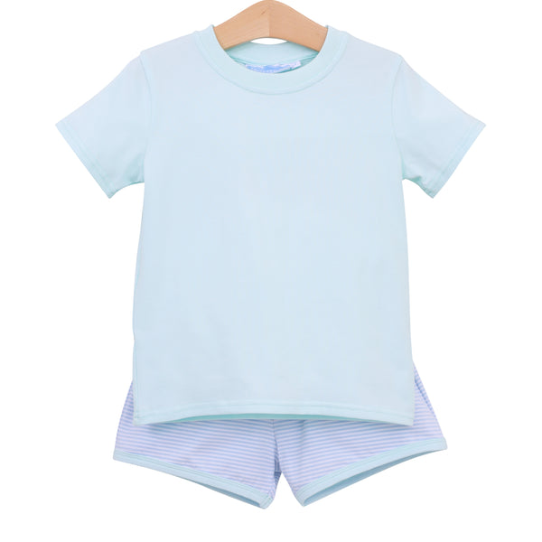 Thomas Short Set- Light Blue Stripe/Light Mint