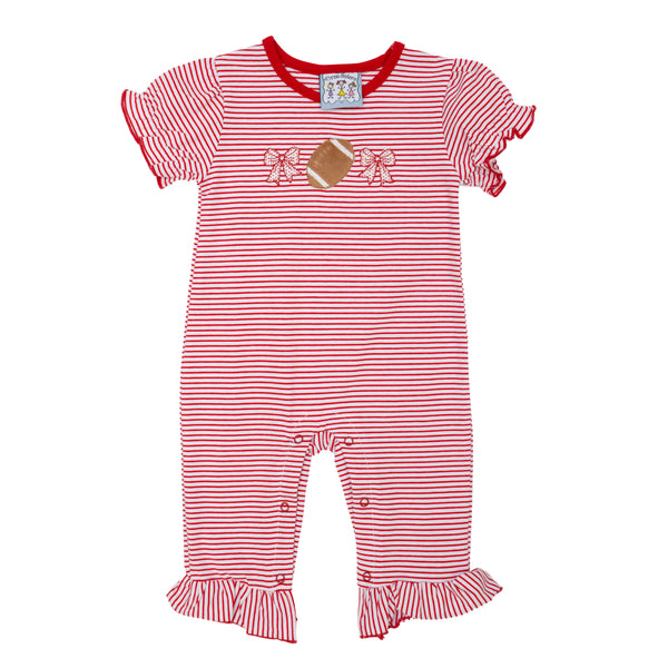 Football Ruffle Romper- Red