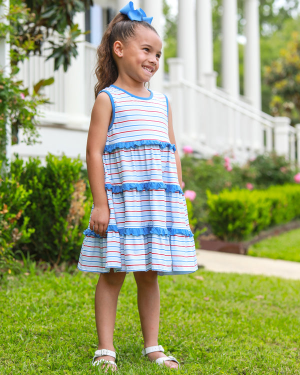 Tinsley Twirl Dress- Patriotic Stripe
