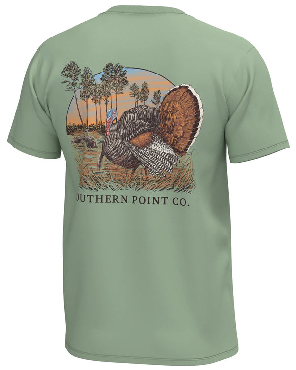 Youth Turkey Strutting In A Clearing Tee- Smoke Green