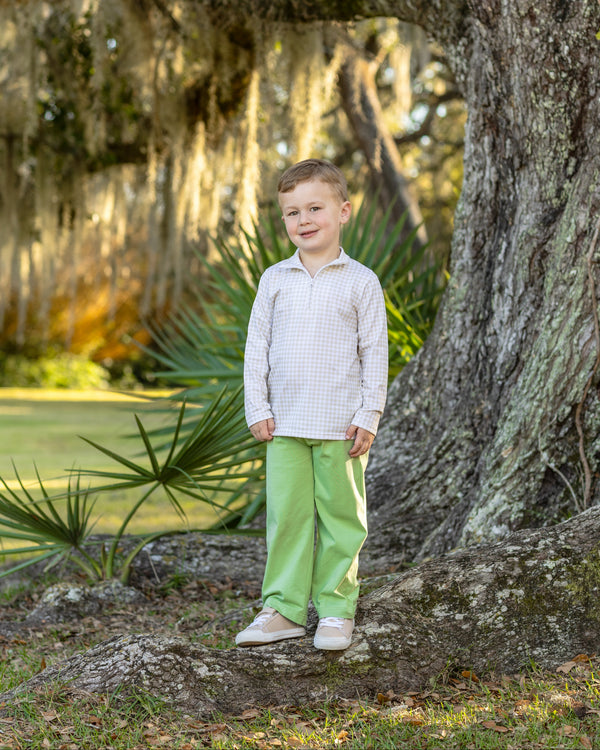 Tucker Pullover Set- Khaki Gingham/Sage