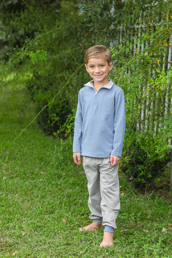 Tucker Pullover Set- Blue Stripe/Beige