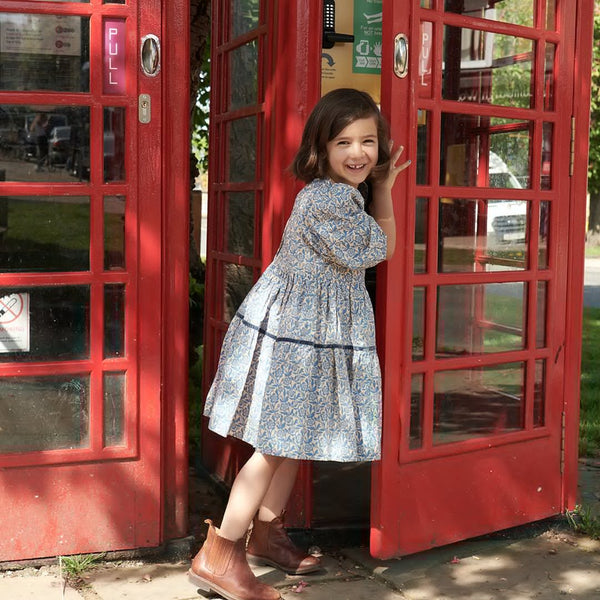 Maribelle Dress- Blue Climbing Floral