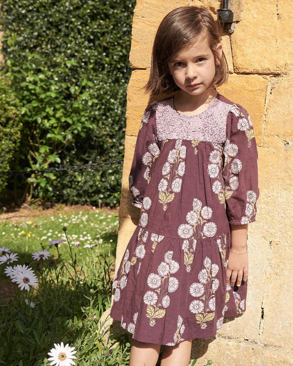 Fiona Dress- Plum Buttercup Floral