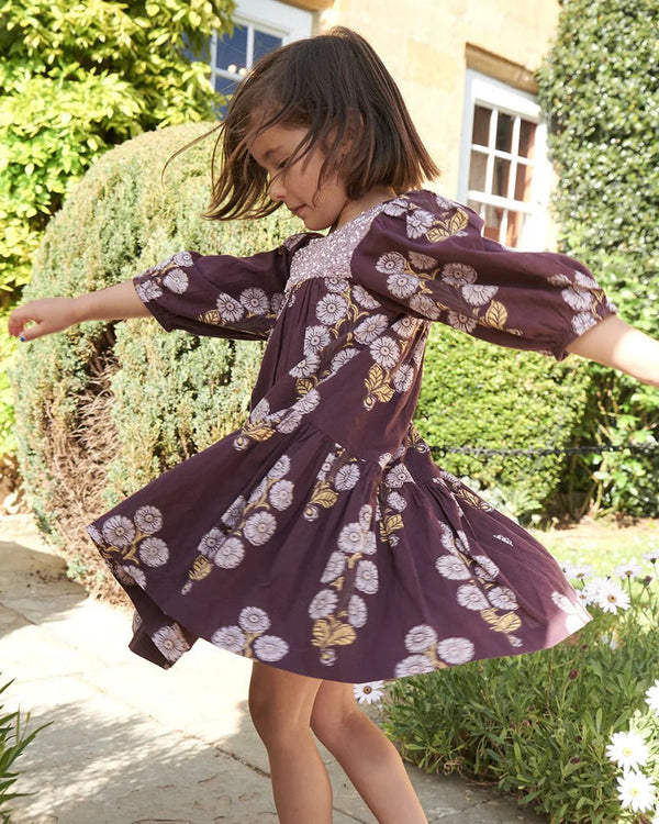 Fiona Dress- Plum Buttercup Floral