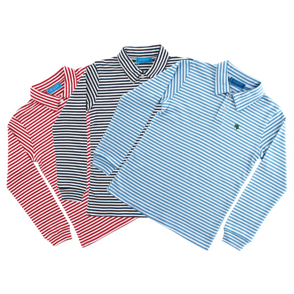 Harry L/S Polo- Blue & White Stripe