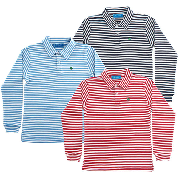 Harry L/S Polo- Red & White Stripe