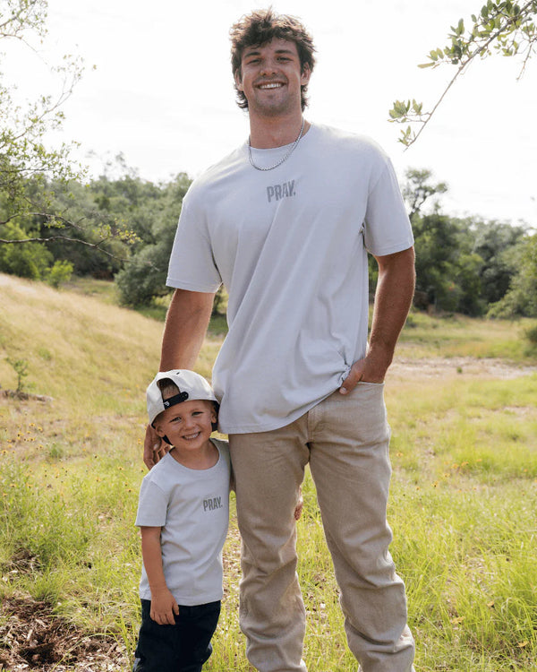 Vintage Washed Tee- Pray- Light Grey- (MEN'S)