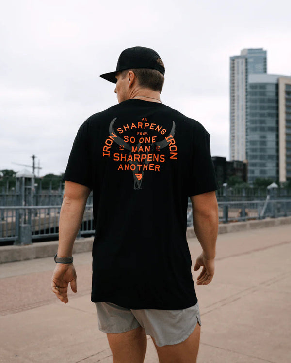 Short Sleeve Tee- Proverbs 27:17- Black- (MEN'S)