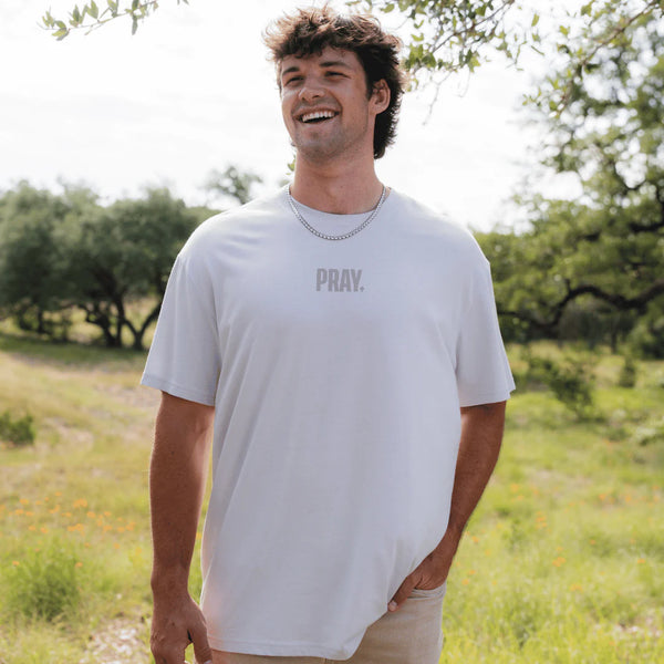 Vintage Washed Tee- Pray- Light Grey- (MEN'S)