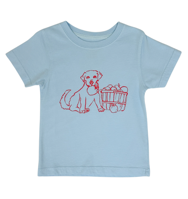 Light Blue Puppy With Apples T-Shirt
