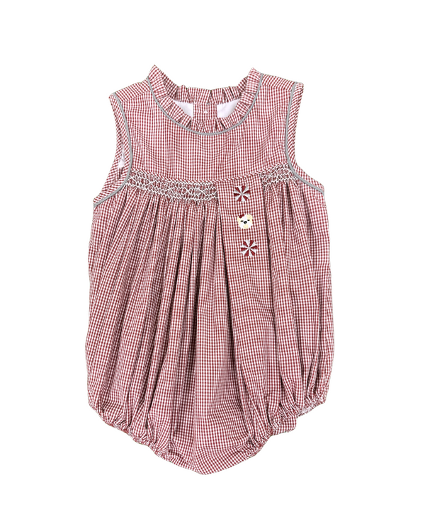 Maroon Gingham Spirit Trio Smock Bubble- Girls