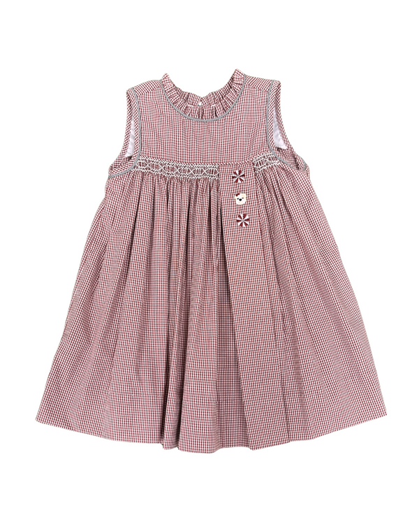 Maroon Gingham Spirit Trio Smock Dress