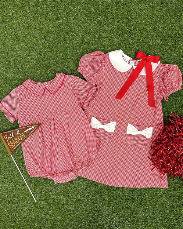 Collared Bubble- Cardinal Red Mini Check