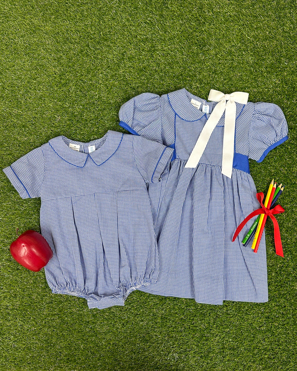Collared Bubble- Royal Mini Check