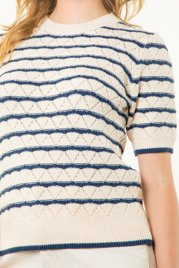 Short Sleeve Pattern Knit Top