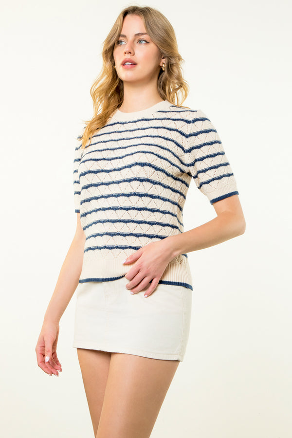 Short Sleeve Pattern Knit Top