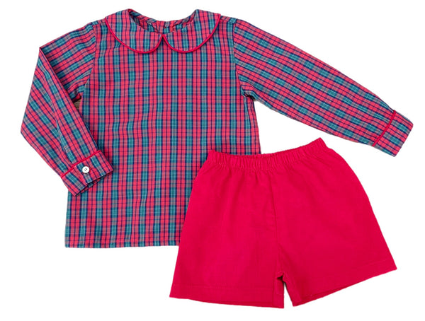 Ward Short Set- Red Christmas Plaid