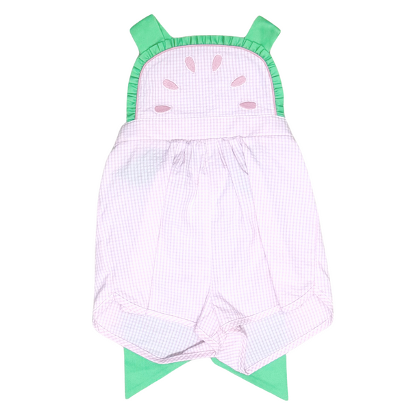 Watermelon Ruffle Bubble- Pink Seersucker