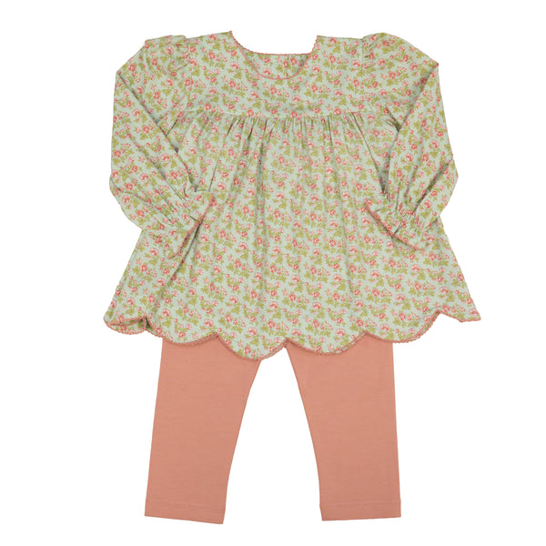Vintage Floral Scalloped Pants Set