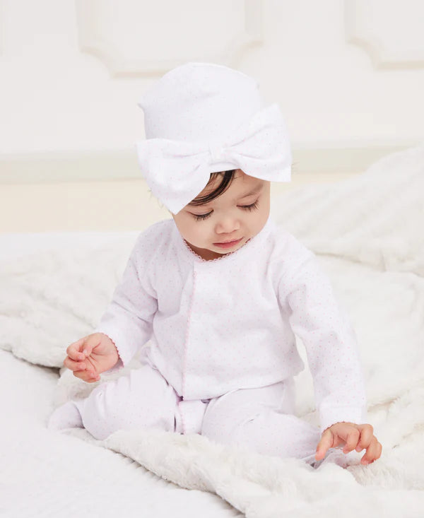Kissy Dots Print Footie- White/Pink
