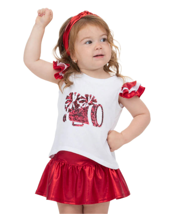 Gathered Skort- Crimson Shimmer
