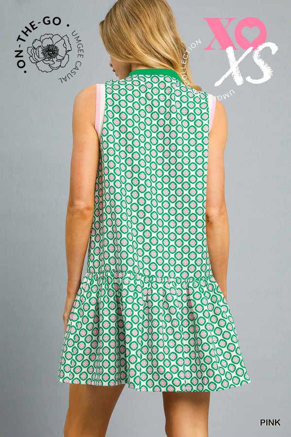 Geo Sleeveless Drop Waist Dress
