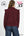 Ruffle Shoulder Quarter-Zip Pullover- Burgundy